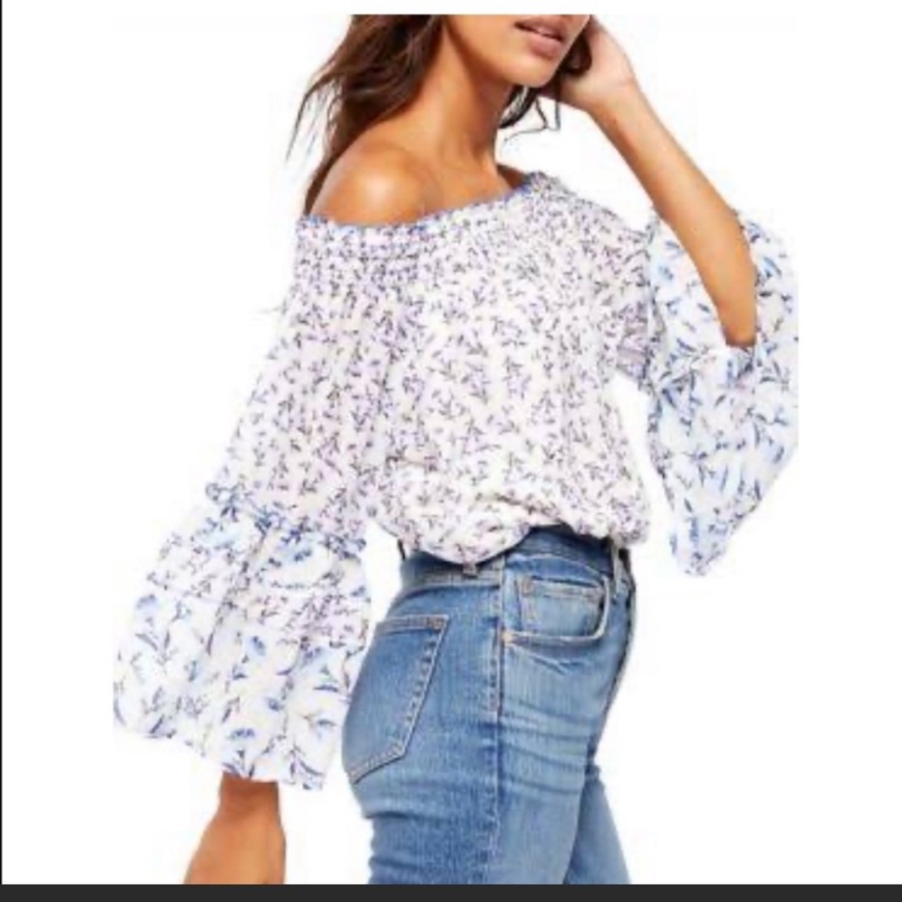 Free People Rose Valley Top in Ivory Combo